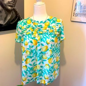 Elle brand sheer lemon print top